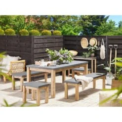 Beliani Eettafel OSTUNI - Grijs Vezelcement -Tuinmeubelwinkel 04df47c667cf4707892a387ac9a7e18f