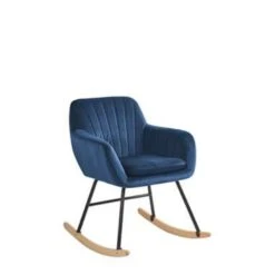 Beliani Schommelstoel LIARUM - Blauw Fluweel -Tuinmeubelwinkel 1000001749 0102