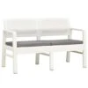 VidaXL Tuinbank 2-zits Met Kussens 120 Cm Kunststof Wit