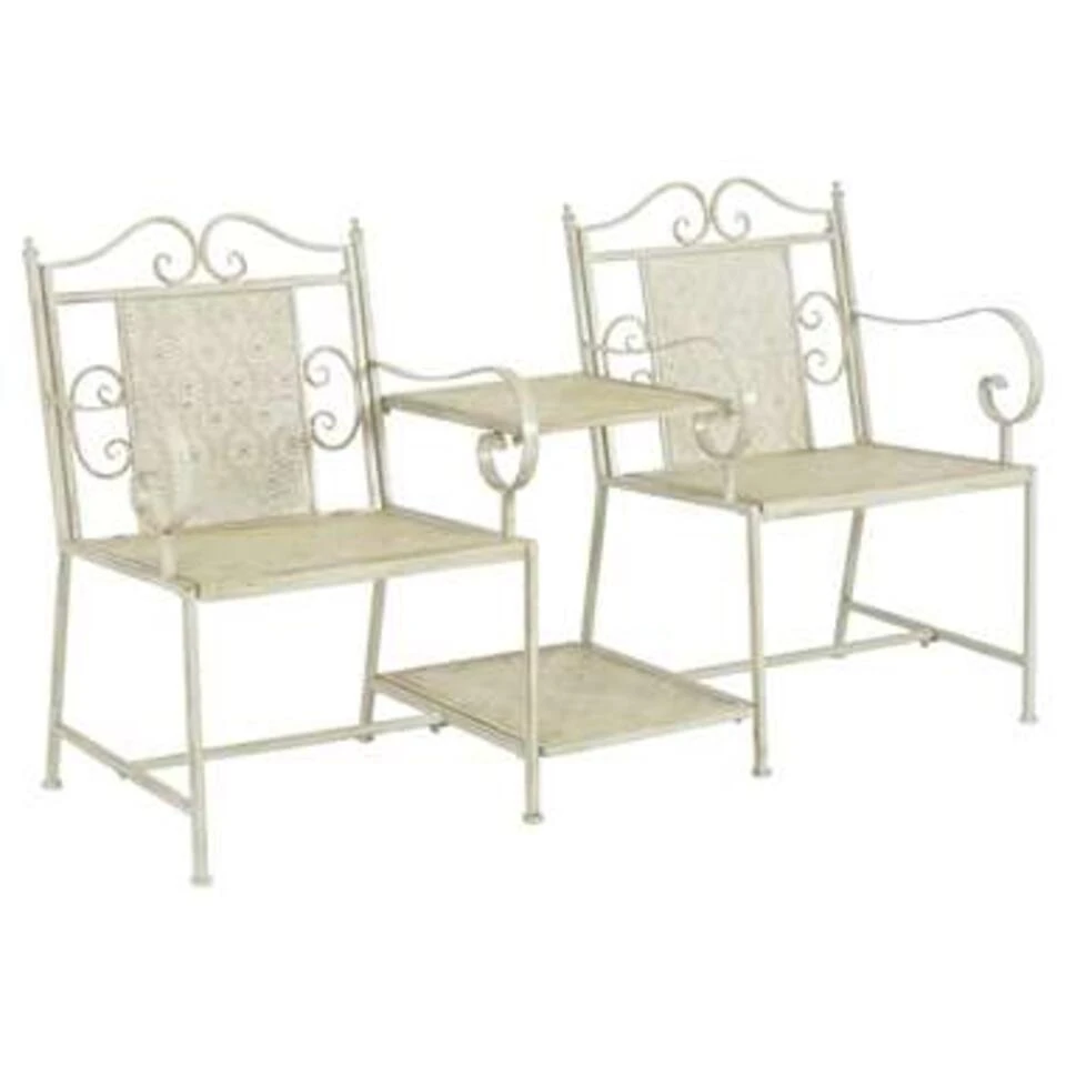 VidaXL Tuinbank 2-zits 161 Cm Staal Wit 1 VidaXL Tuinbank 2-zits 161 Cm Staal Wit