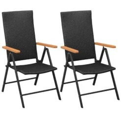 VidaXL Tuinstoelen Stapelbaar 2 St Poly Rattan Zwart