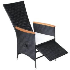 VidaXL Tuinstoelen 2 St Verstelbaar Met Kussens Poly Rattan Zwart -Tuinmeubelwinkel 1000006363 0103