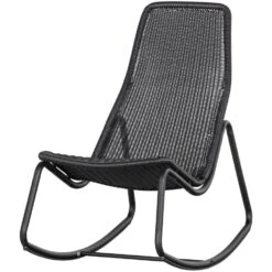 WOOOD Schommelstoel Buiten Tom - Rattan - Zwart - 97x51x95