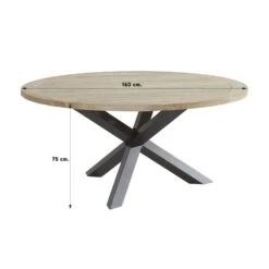 4 Seasons Outdoor Louvre Tuintafel Ø160 Cm - Aluminium Poten -Tuinmeubelwinkel 1000035677 0101