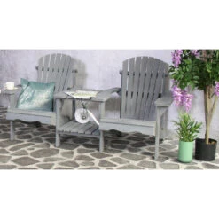 SenS-Line Adirondack Dubbele Tuinstoel - Hout - Grijs -Tuinmeubelwinkel 1000038286 0103