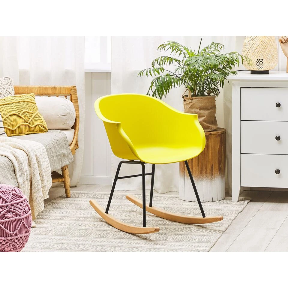Beliani Schommelstoel HARMONY - Geel Polypropyleen 2 Beliani Schommelstoel HARMONY - Geel Polypropyleen - Afbeelding 2