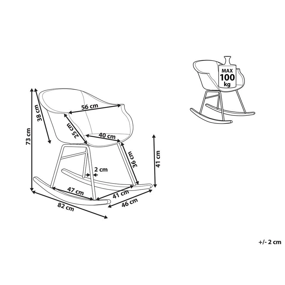 Beliani Schommelstoel HARMONY - Geel Polypropyleen 3 Beliani Schommelstoel HARMONY - Geel Polypropyleen - Afbeelding 3