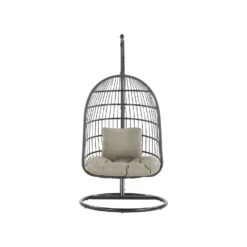 Beliani Hangstoel ALLERA - Zwart Polyester -Tuinmeubelwinkel 1000042133 0103