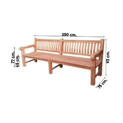 VDG Teakhouten Tuinbank Patrick XL - 250 Cm -Tuinmeubelwinkel 1000045386 0101