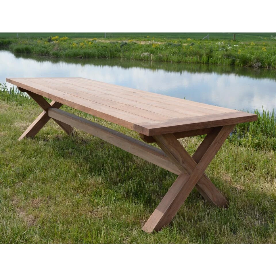 Livingfurn - Tuintafel Table Cross - 100x200x78 - Teakhout 2 Livingfurn - Tuintafel Table Cross - 100x200x78 - Teakhout - Afbeelding 2