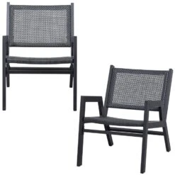WOOOD Pem Fauteuil Outdoor - Aluminium - Zwart - Set Van 2