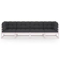 VidaXL Tuinbank 4-zits Met Kussens Massief Grenenhout -Tuinmeubelwinkel 1000048431 0102