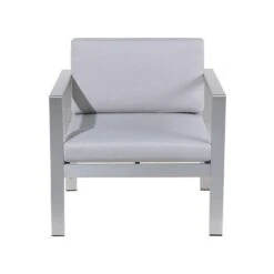 Beliani Tuinstoel SALERNO - Grijs Aluminium -Tuinmeubelwinkel 1000050344 0103