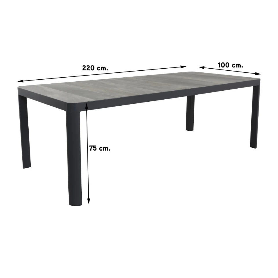 VDG Queens Tuintafel Antraciet - 220 X 100 Cm 2 VDG Queens Tuintafel Antraciet - 220 X 100 Cm - Afbeelding 2