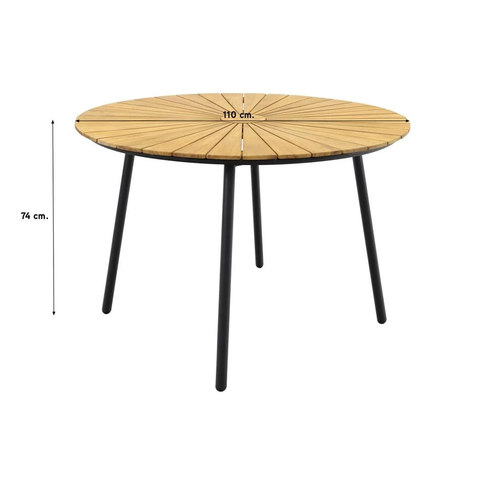VDG Dave Teak Tuintafel Rond - Ø 110 Cm 2 VDG Dave Teak Tuintafel Rond - Ø 110 Cm - Afbeelding 2