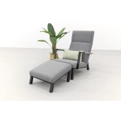 VDG Costa Relaxstoel + Hocker - Sunbrella - Light Grey -Tuinmeubelwinkel 1000054361 0103