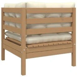 VidaXL Tuinbank 2-zits Met Crèmekleurige Kussens Massief Grenenhout -Tuinmeubelwinkel 1000056405 0103