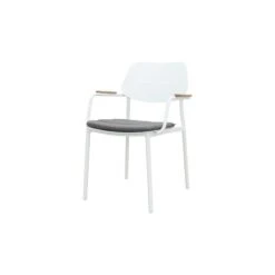 GreenChair Courage Dining Chair - Teak Armleuning - White