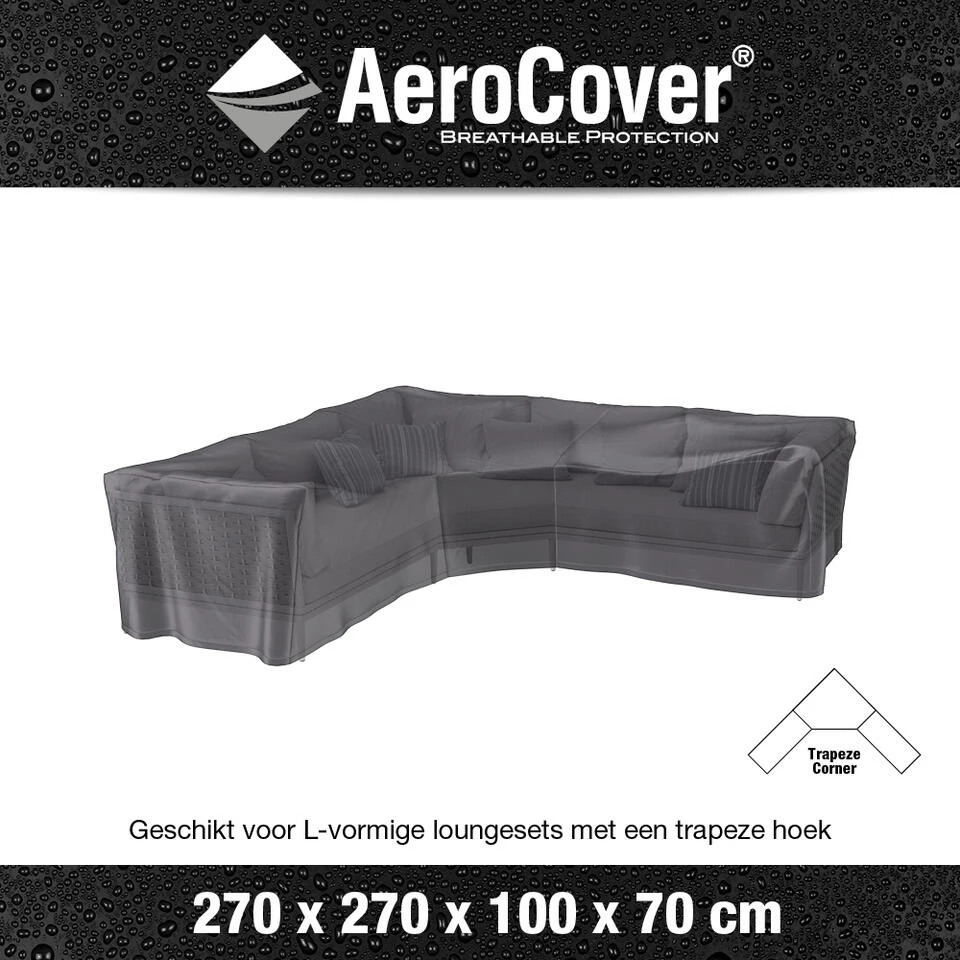Aerocover Loungesethoes 270x270 Cm - L-vorm Trapeze 2 Aerocover Loungesethoes 270x270 Cm - L-vorm Trapeze - Afbeelding 2