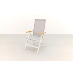 Hartman Napoli Verstelbare Tuinstoel - Teak Armleuning - Wit -Tuinmeubelwinkel 1000074462 0103