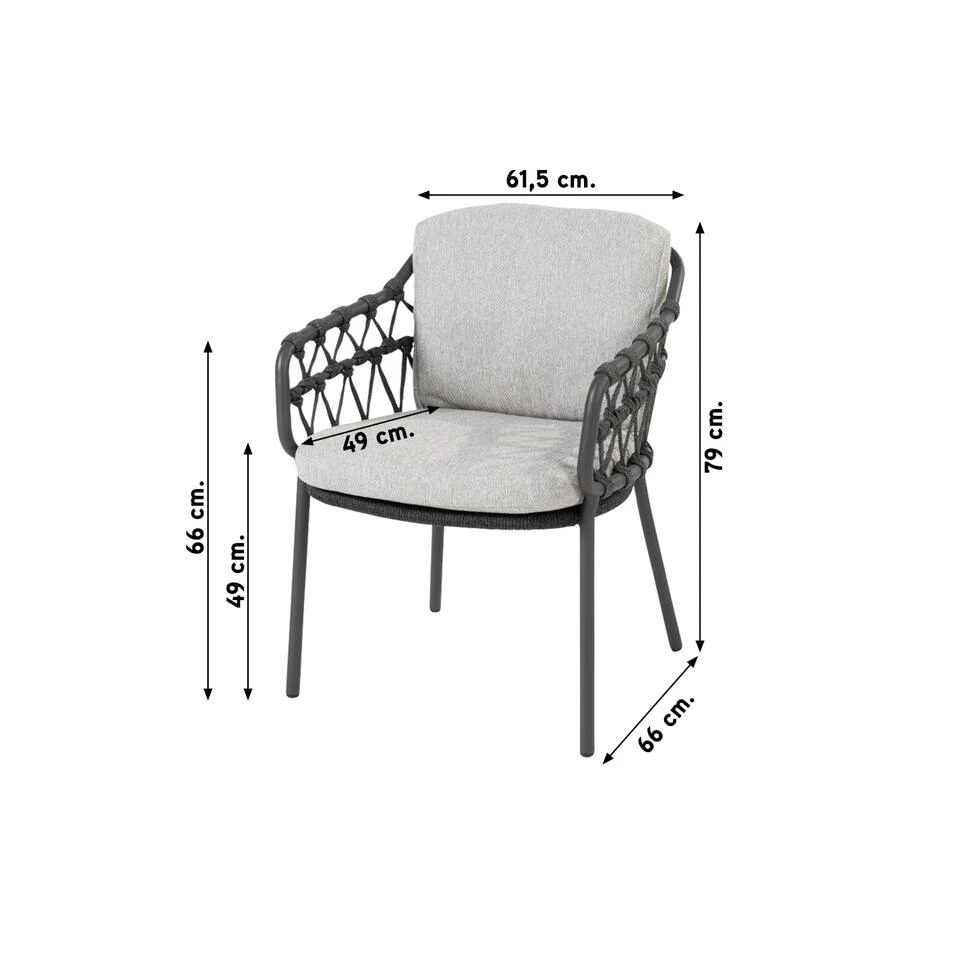 4 Seasons Outdoor Calpi Dining Stoel - Antraciet (1 St.) 2 4 Seasons Outdoor Calpi Dining Stoel - Antraciet (1 St.) - Afbeelding 2