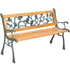 Tectake - Tuinbank - Hout/gietijzer - 124x52x74 Cm