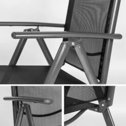 Tectake - Aluminium Tuinstoel / Tuin Stoel Antraciet - Zwart -Tuinmeubelwinkel 1000078044 0103