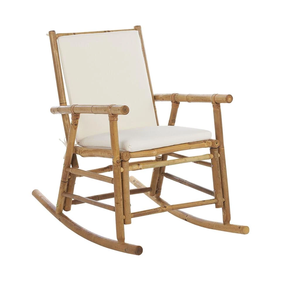 Beliani Schommelstoel FRIGOLE - Lichte Houtkleur Bamboehout 1 Beliani Schommelstoel FRIGOLE - Lichte Houtkleur Bamboehout