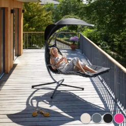 Tectake - Hangstoel Ligbed Maja - Zwart 5 Tectake - Hangstoel Ligbed Maja - Zwart -Tuinmeubelwinkel 1000086431 0101