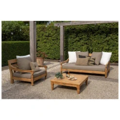 Exotan Loungestoel Tuin Kawang - Teak - Taupe - 98x103x80 -Tuinmeubelwinkel 1000089020 0102