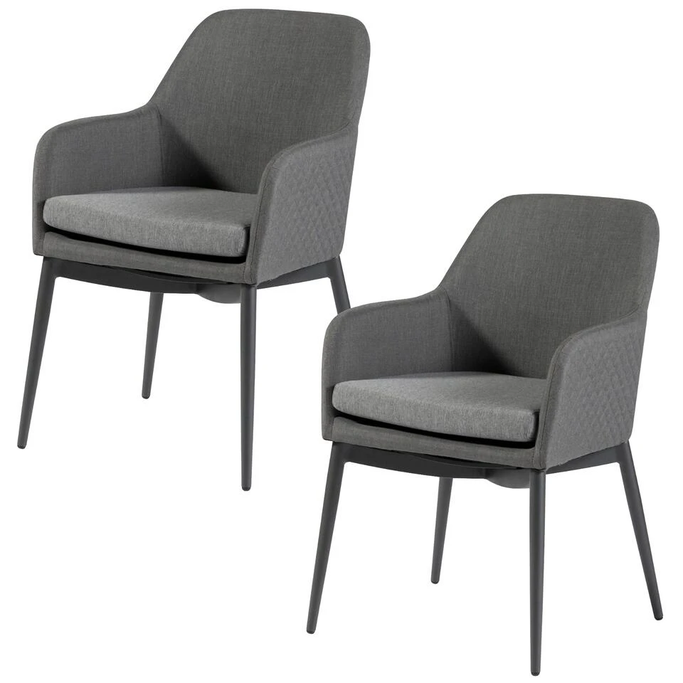 Exotan Tuinstoel Domino - Alumnium/Kunststof - Grijs - Set Van 2 1 Exotan Tuinstoel Domino - Alumnium/Kunststof - Grijs - Set Van 2