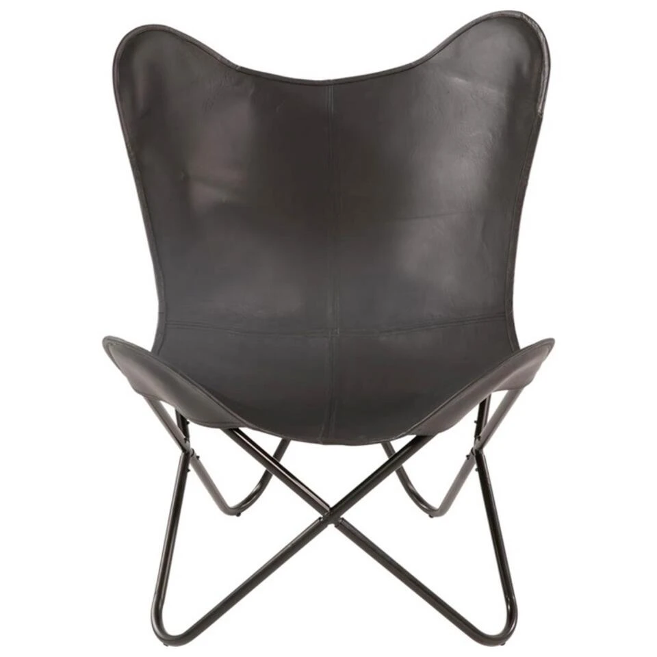 Buffalo Vlinderstoel - Leder - Zwart 2 Buffalo Vlinderstoel - Leder - Zwart - Afbeelding 2