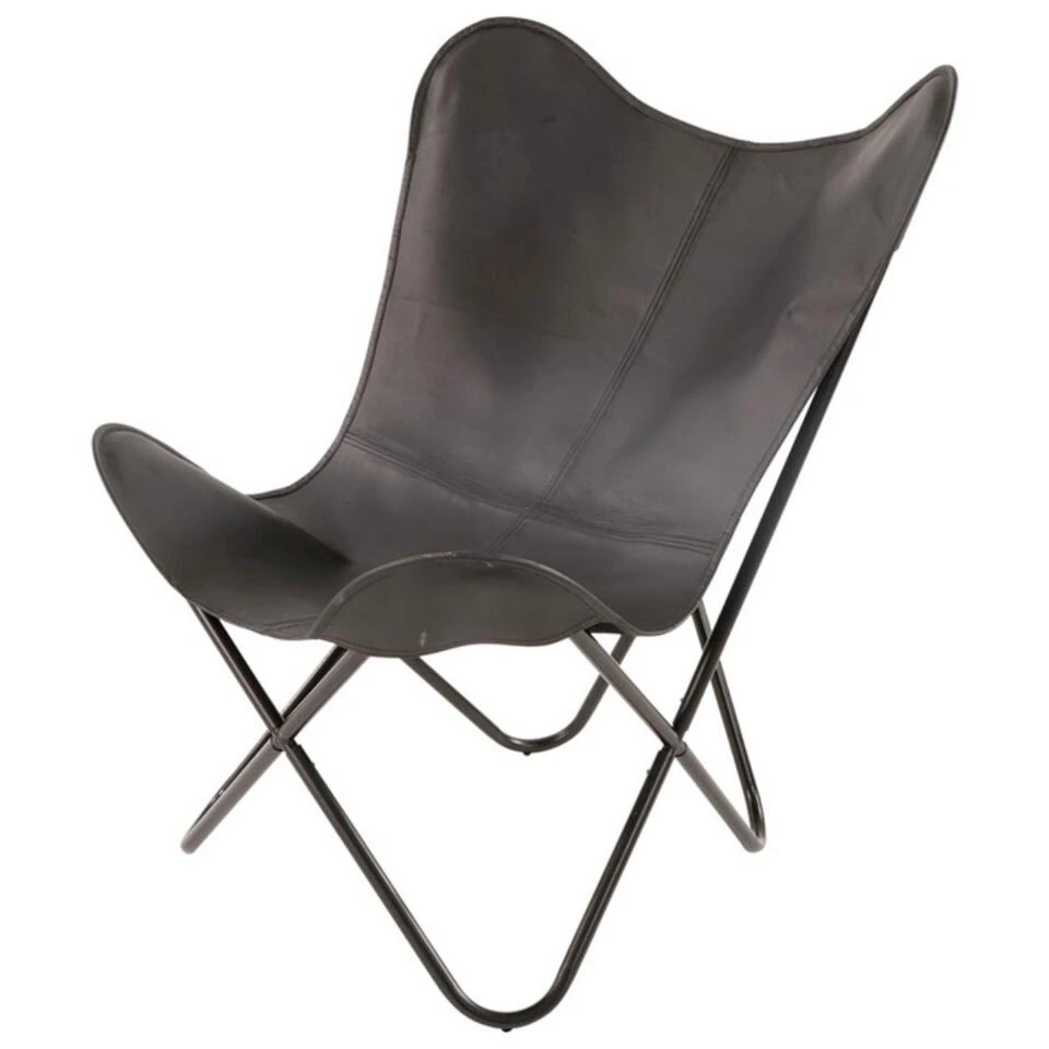 Buffalo Vlinderstoel - Leder - Zwart 1 Buffalo Vlinderstoel - Leder - Zwart
