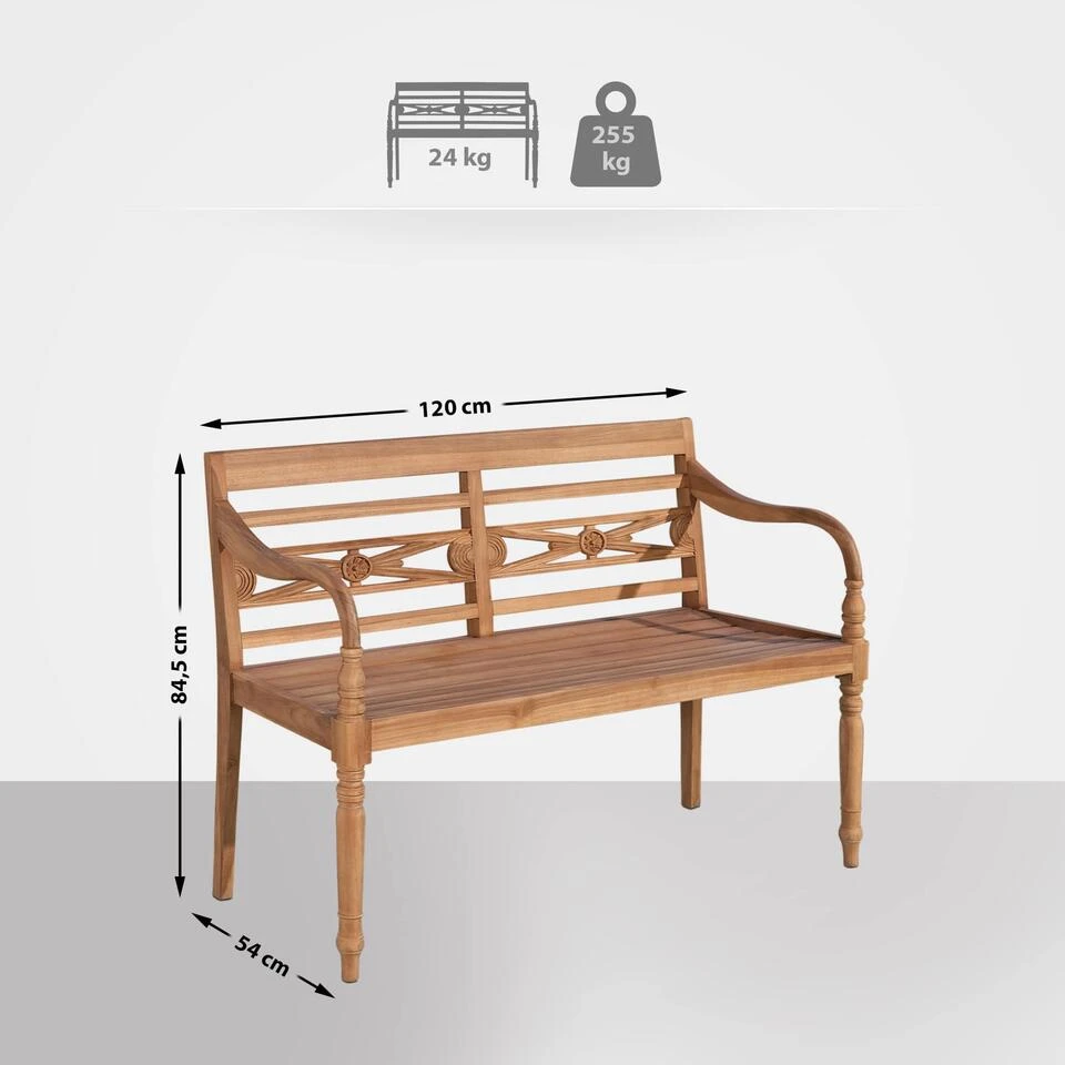 CLP Bank Maryland 120 Cm Teak 2 CLP Bank Maryland 120 Cm Teak - Afbeelding 2