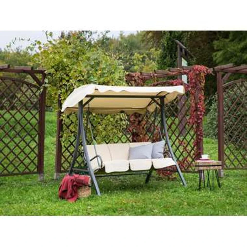 Beliani Schommelbank GARBO - Beige Polyester 2 Beliani Schommelbank GARBO - Beige Polyester - Afbeelding 2