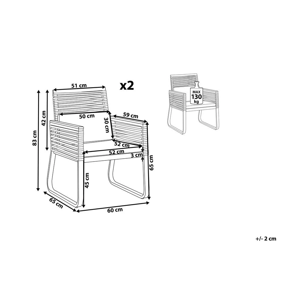 Beliani Tuinstoel CANETTO - Zwart Aluminium 3 Beliani Tuinstoel CANETTO - Zwart Aluminium - Afbeelding 3