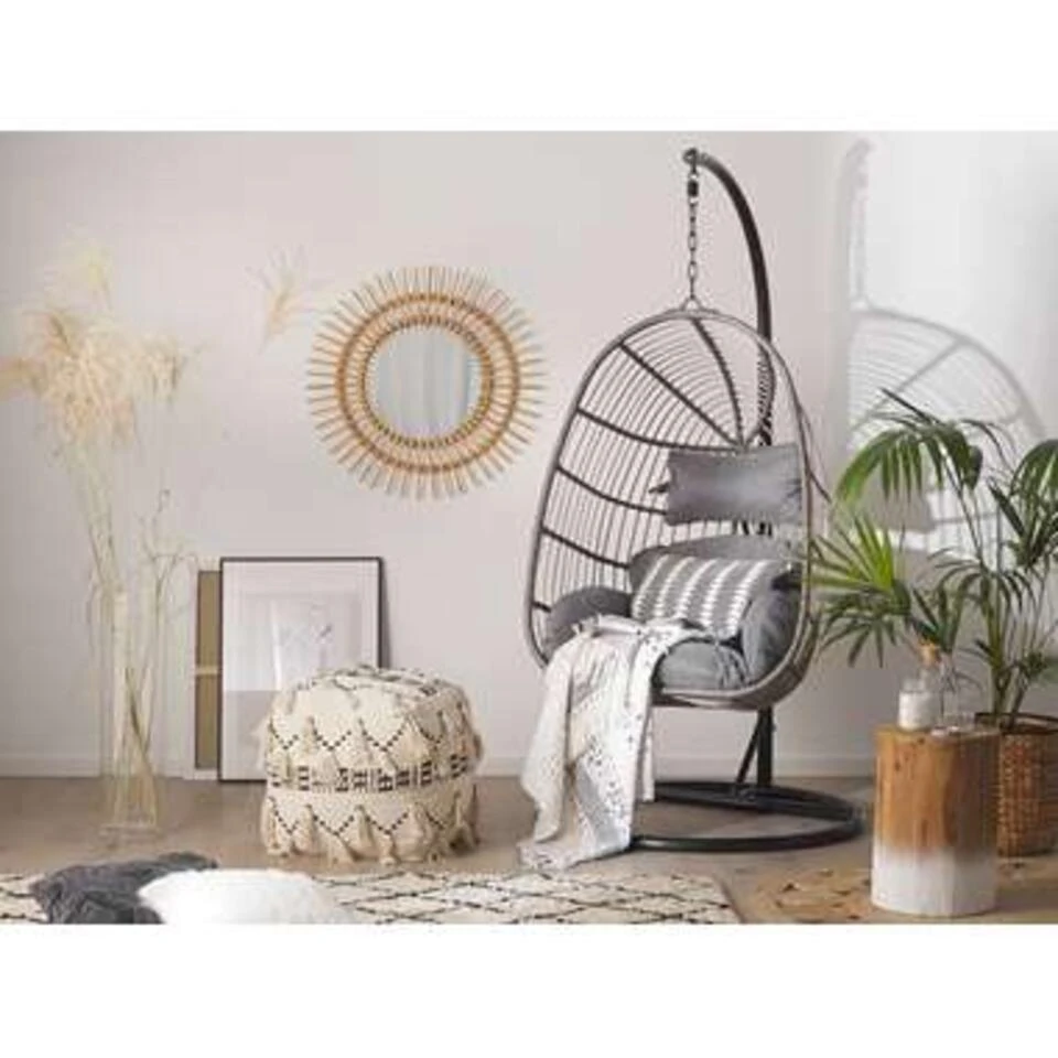 Beliani Hangstoel CASOLI - Grijs Pe Rotan 4 Beliani Hangstoel CASOLI - Grijs Pe Rotan - Afbeelding 4