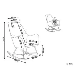 Beliani Schommelstoel ARRIE - Grijs Fluweel -Tuinmeubelwinkel 1783630521 0102