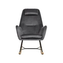 Beliani Schommelstoel ARRIE - Grijs Fluweel -Tuinmeubelwinkel 1783630521 0103