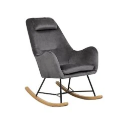 Tuinmeubelwinkel 46 Beliani Schommelstoel ARRIE - Grijs Fluweel