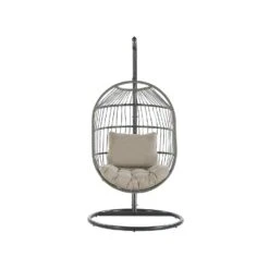 Beliani Hangstoel ALBA - Zwart Pe Rotan -Tuinmeubelwinkel 271472dcb940475fb0a70c6c385fb322