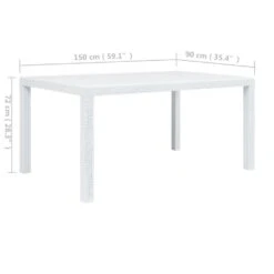 VidaXL Tuintafel 150x90x72 Cm Rattan-look Kunststof Wit -Tuinmeubelwinkel 295216e118d94ab4920e98ce60d8cac2