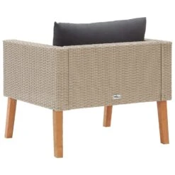VidaXL Tuinbank Eenzits Met Kussens Poly Rattan Beige -Tuinmeubelwinkel 4022a62b7ffe42fb84350a903c999111