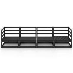 VidaXL Tuinbank 4-zits Massief Grenenhout Zwart -Tuinmeubelwinkel 58b3315ab8784f498a5f7b98bdb239d0