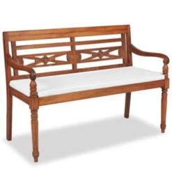 VidaXL Bank Batavia Met Kussens 120 Cm Teakhout -Tuinmeubelwinkel 67a5841de433493dbe5714b411c334ad