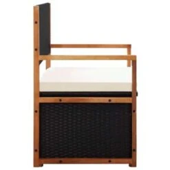 VidaXL Opbergbankje 115 Cm Poly Rattan En Massief Acaciahout Zwart -Tuinmeubelwinkel 67f27a44a9b84f8ca103604556598ddf