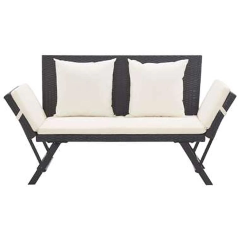 VidaXL Tuinbank Met Kussens 176 Cm Poly Rattan Zwart 3 VidaXL Tuinbank Met Kussens 176 Cm Poly Rattan Zwart - Afbeelding 3