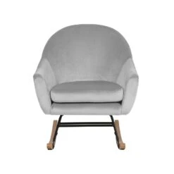 Beliani Schommelstoel OXIE - Grijs Fluweel -Tuinmeubelwinkel 9aa7ce616c14451e9740acd7b63a6928