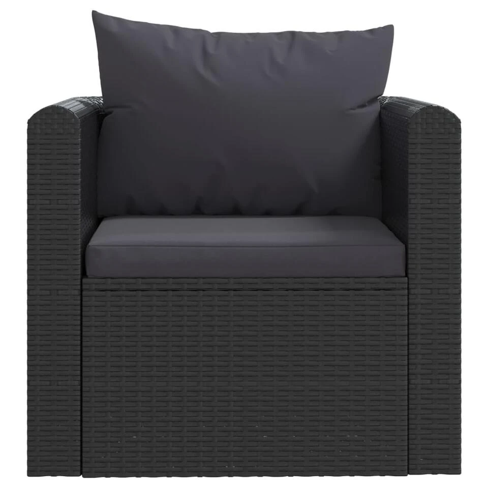 VidaXL Fauteuil Met Kussens Poly Rattan Zwart 3 VidaXL Fauteuil Met Kussens Poly Rattan Zwart - Afbeelding 3