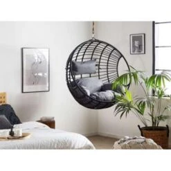 Beliani Hangstoel ASPIO - Zwart Pe Rotan -Tuinmeubelwinkel 9d0c4e5d157e4d6ab59eb89d0f28dcf5